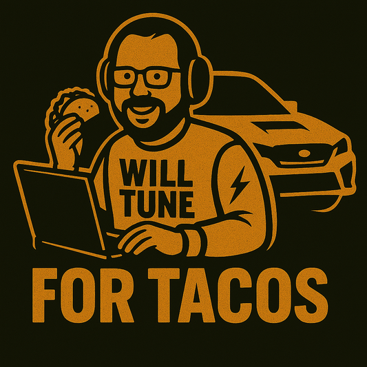 Taco Tooner - (various models) Will Tune For Tacos Vinyl Decal